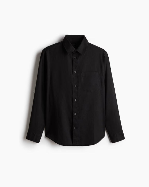 RELAXED FIT OXFORD SHIRT - BLACK