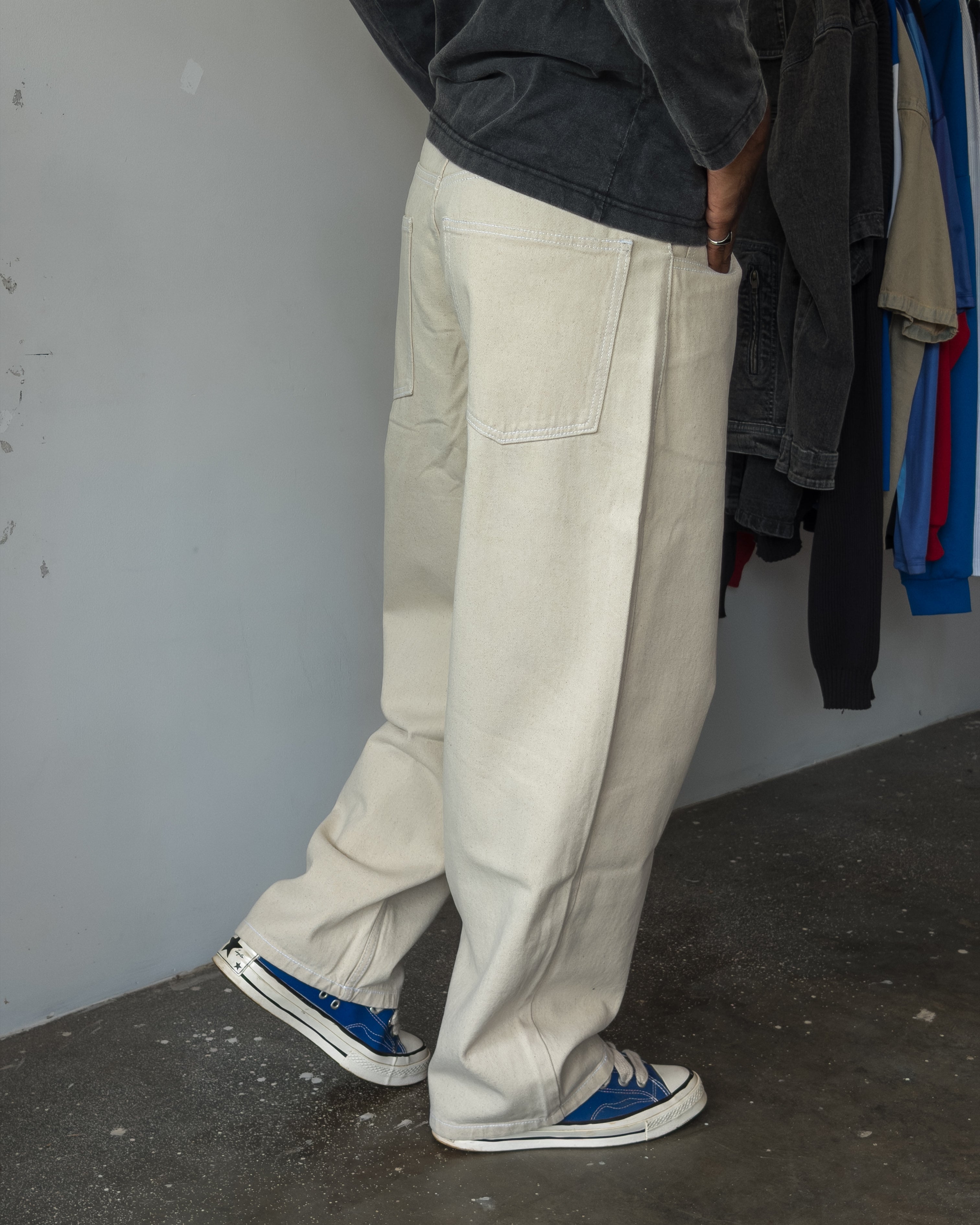 14OZ ECRU BAGGY JEAN