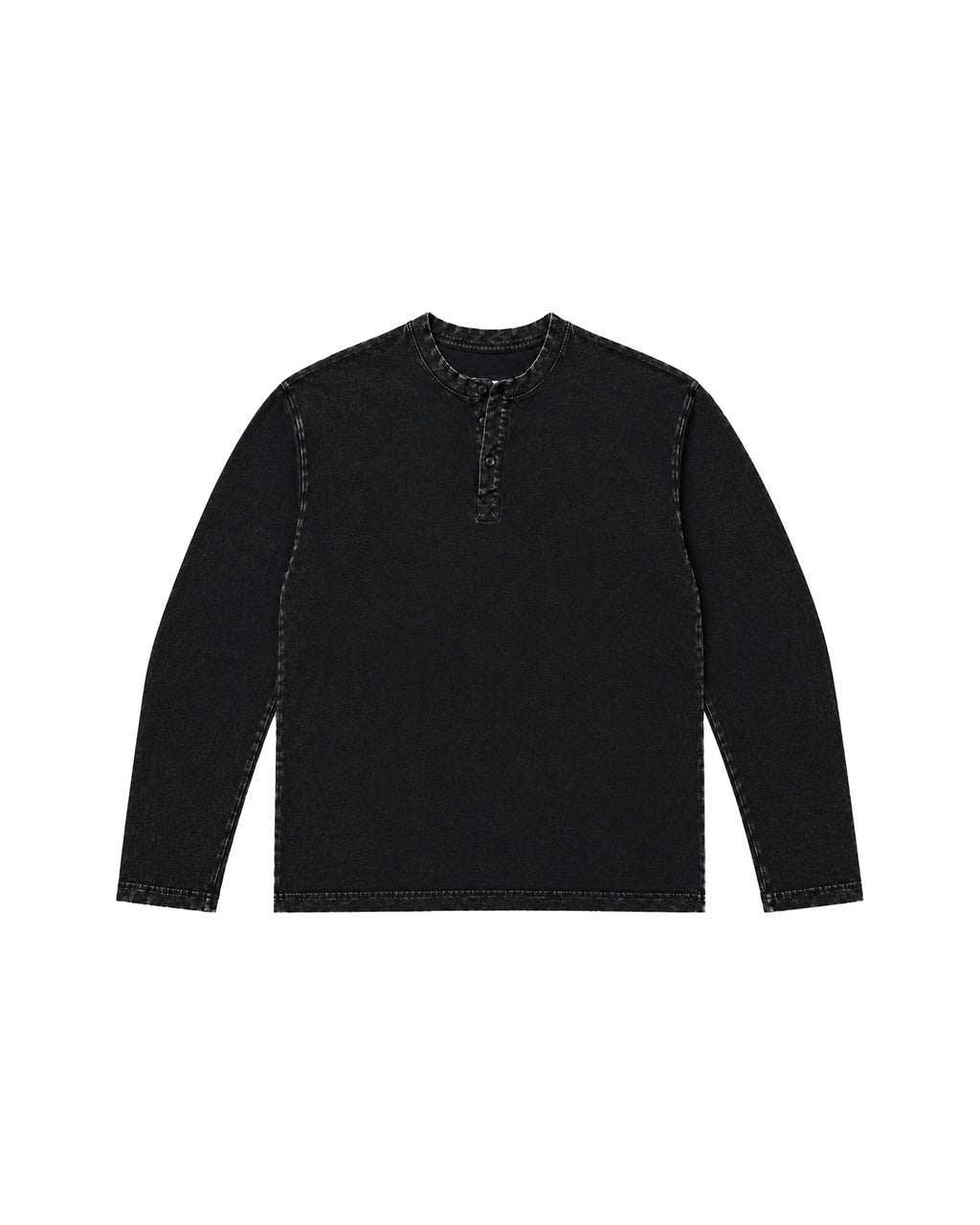 BLACK ACID WASHED HENLEY