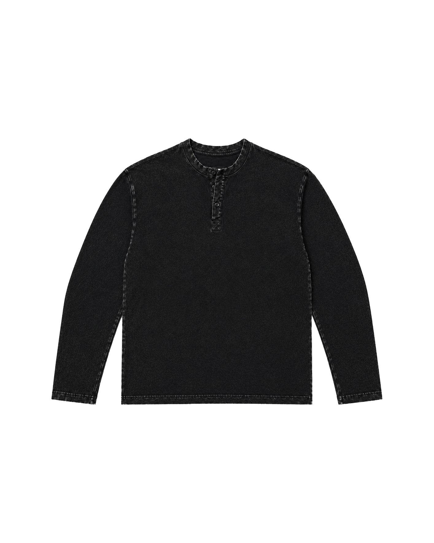 BLACK ACID WASHED HENLEY