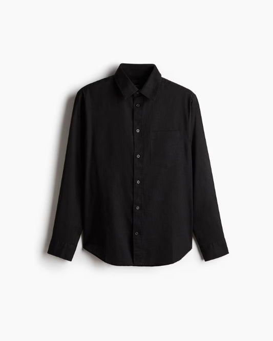 RELAXED FIT OXFORD SHIRT - BLACK