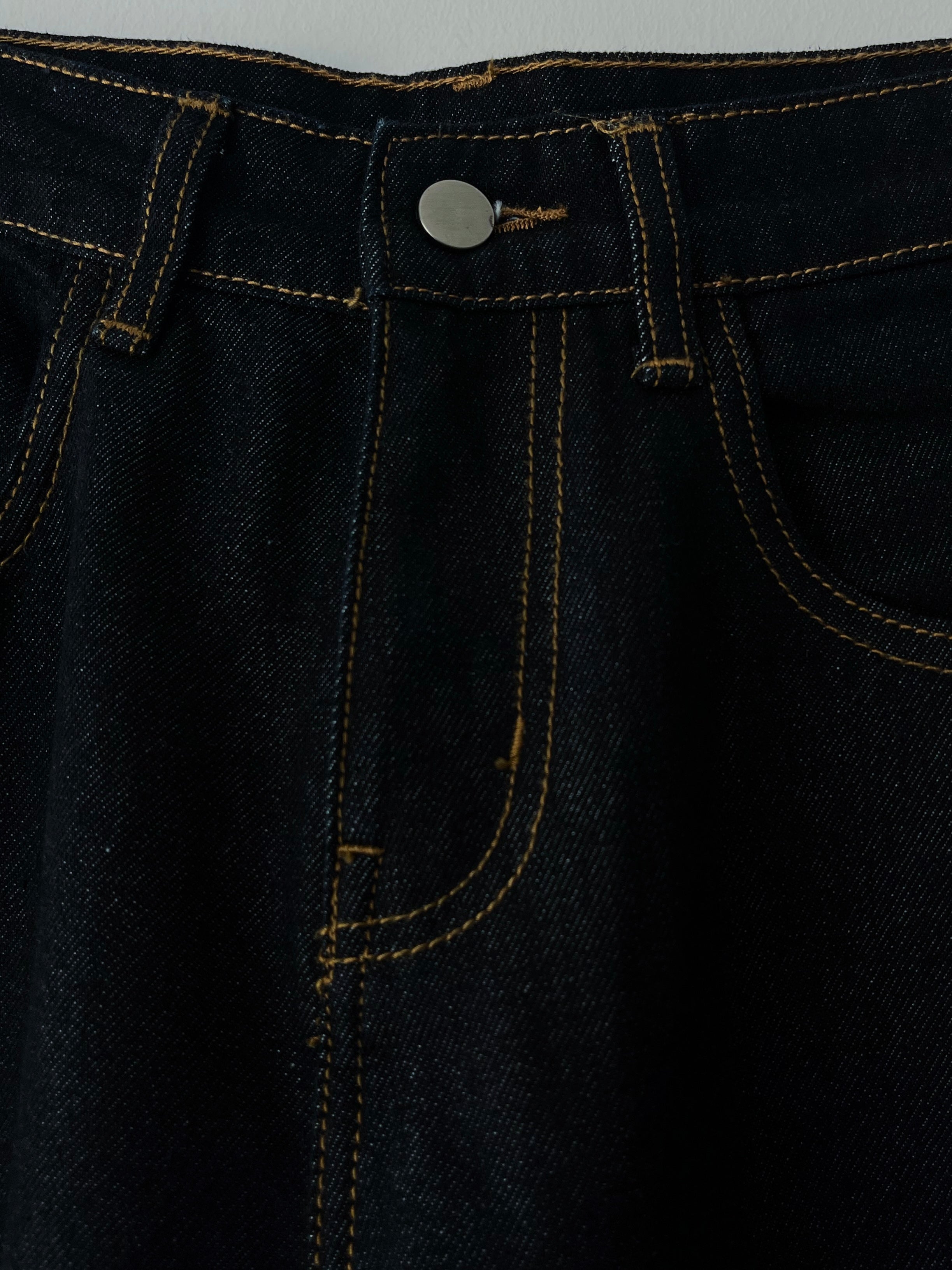 RAW INDIGO DENIM BAGGY JEAN