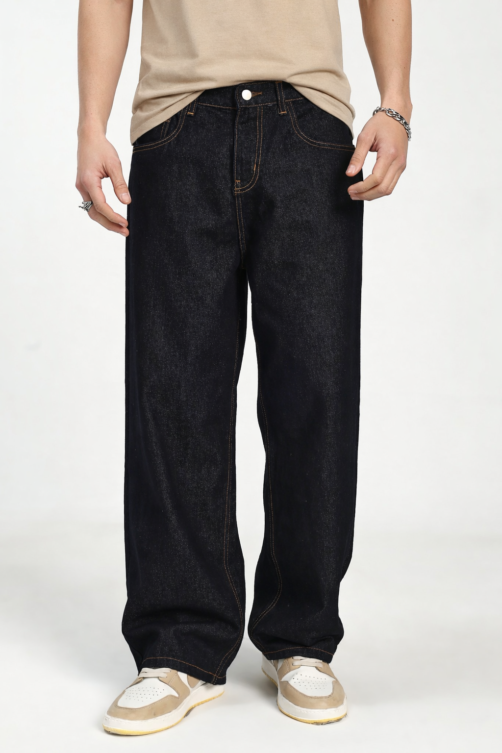 RAW INDIGO DENIM BAGGY JEAN