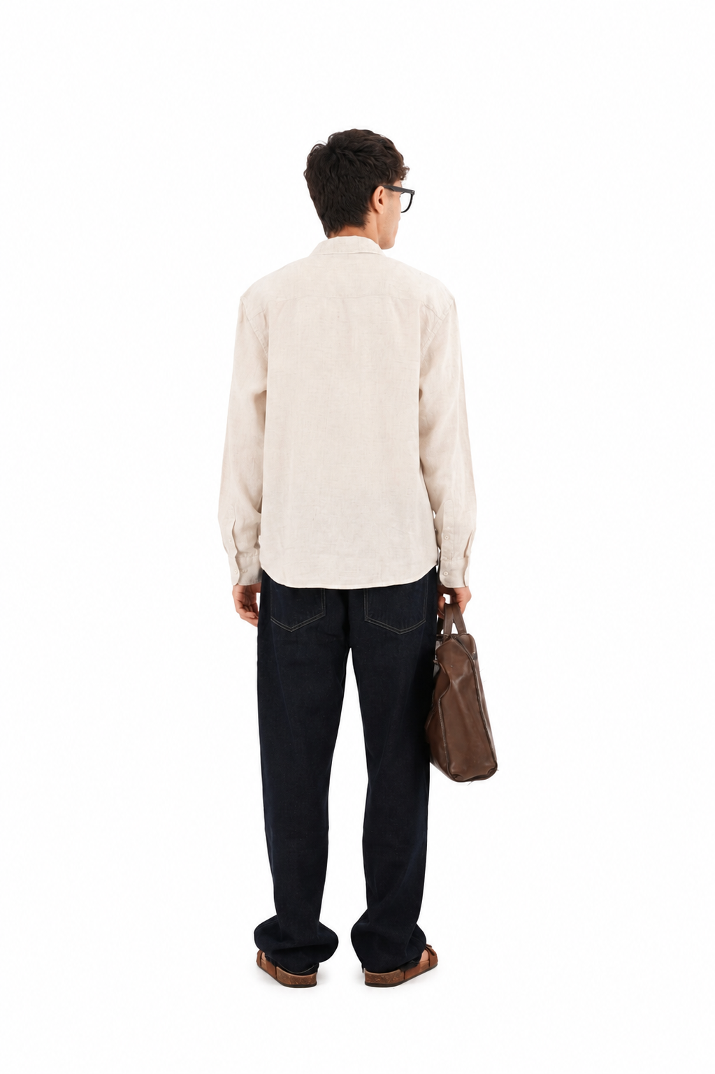 RELAXED FIT LINEN BLEND SHIRT - CREAM