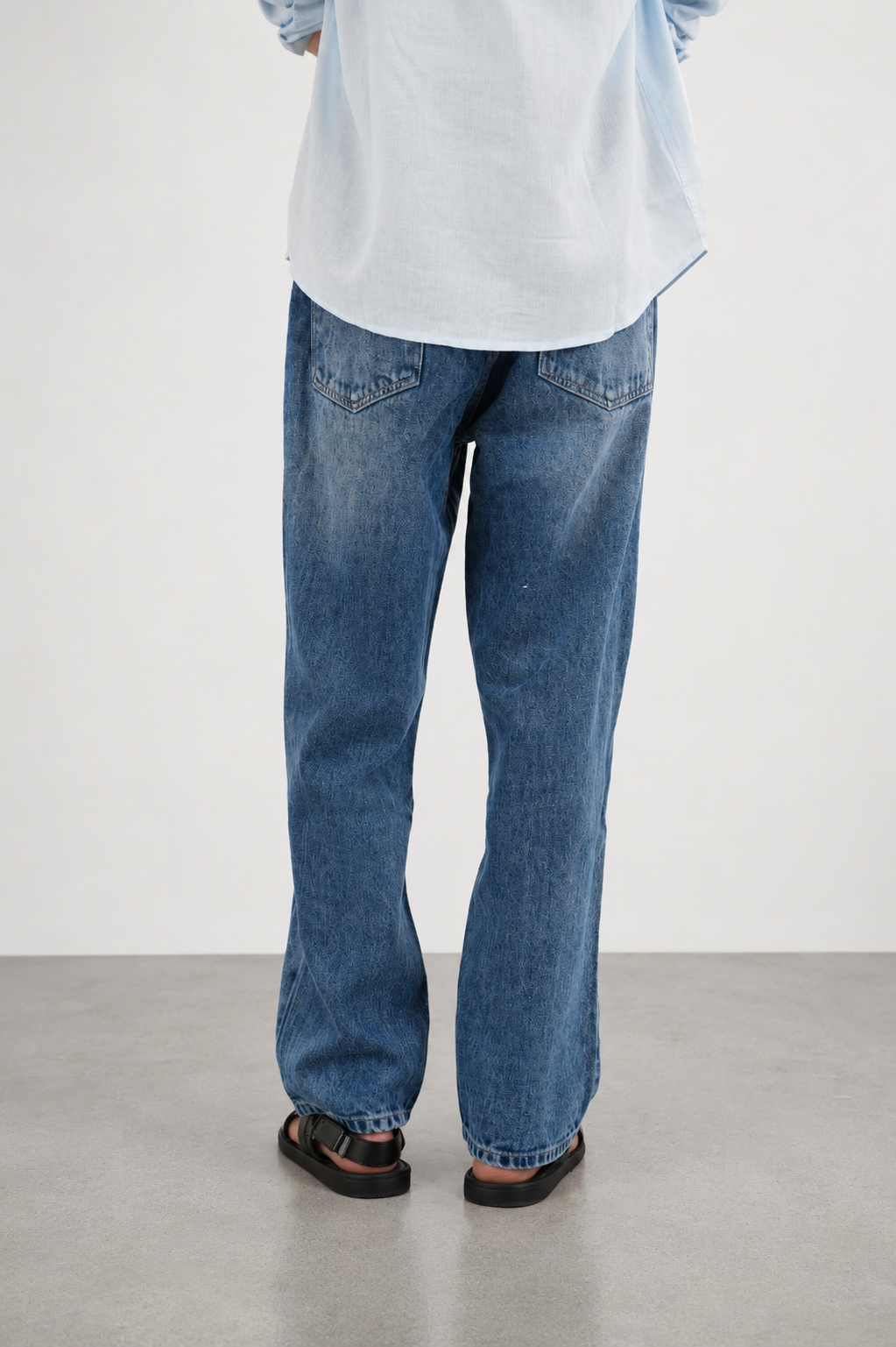 14 OZ MID INDIGO WASHED LOOSE FIT JEAN