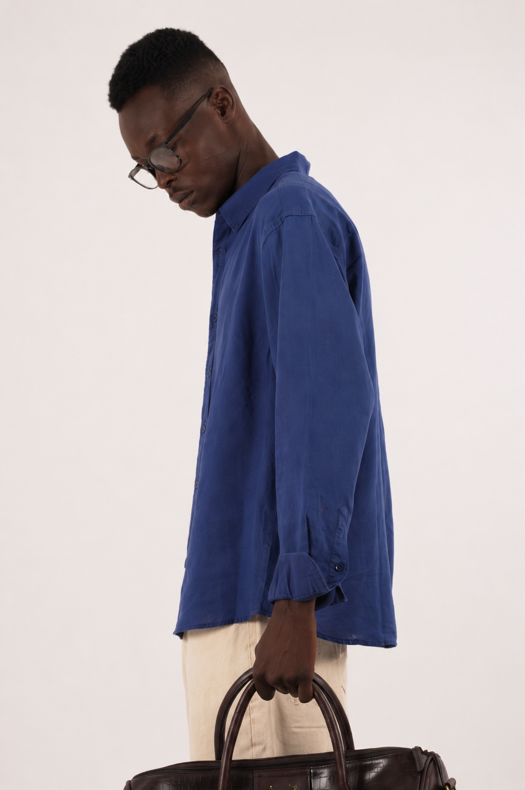 RELAXED FIT LINEN BLEND SHIRT - BLUE