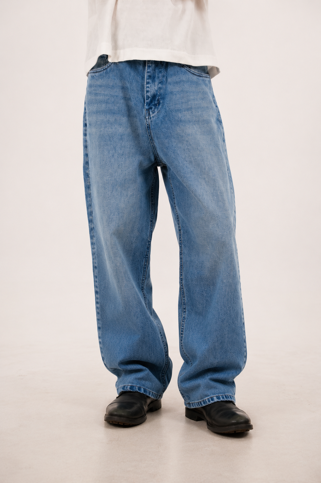 14 OZ MID INDIGO WASHED BAGGY FIT JEAN