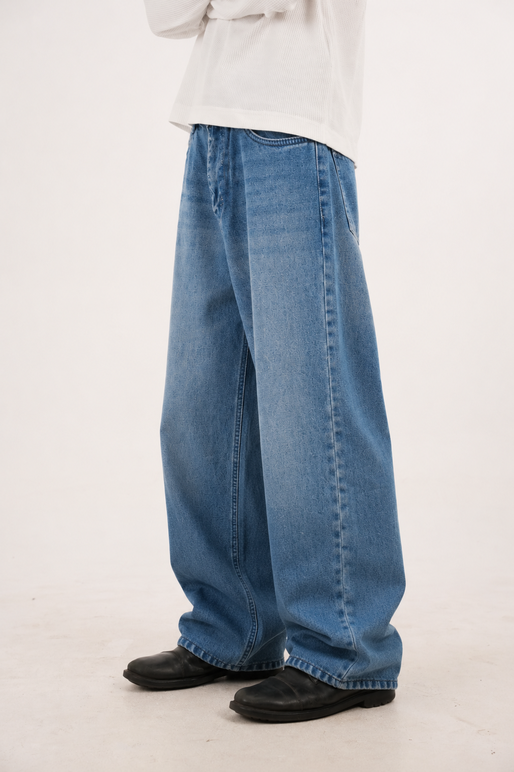 14 OZ MID INDIGO WASHED BAGGY FIT JEAN