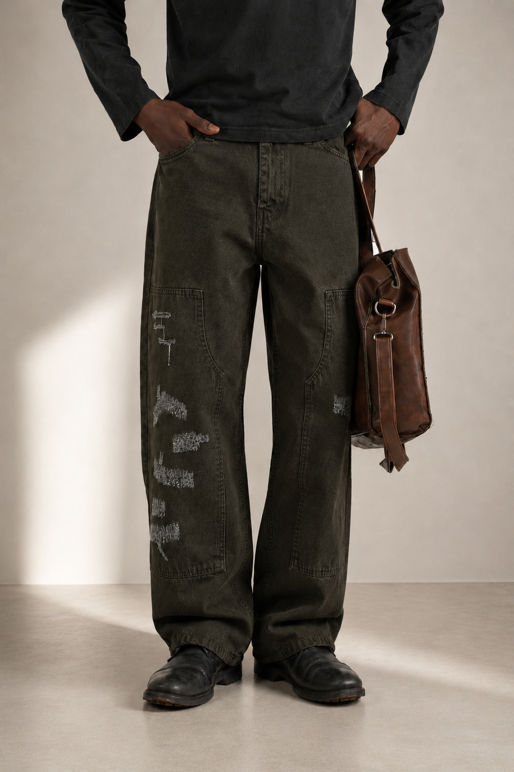 14 OZ DOUBLE KNEE BAGGY JEAN