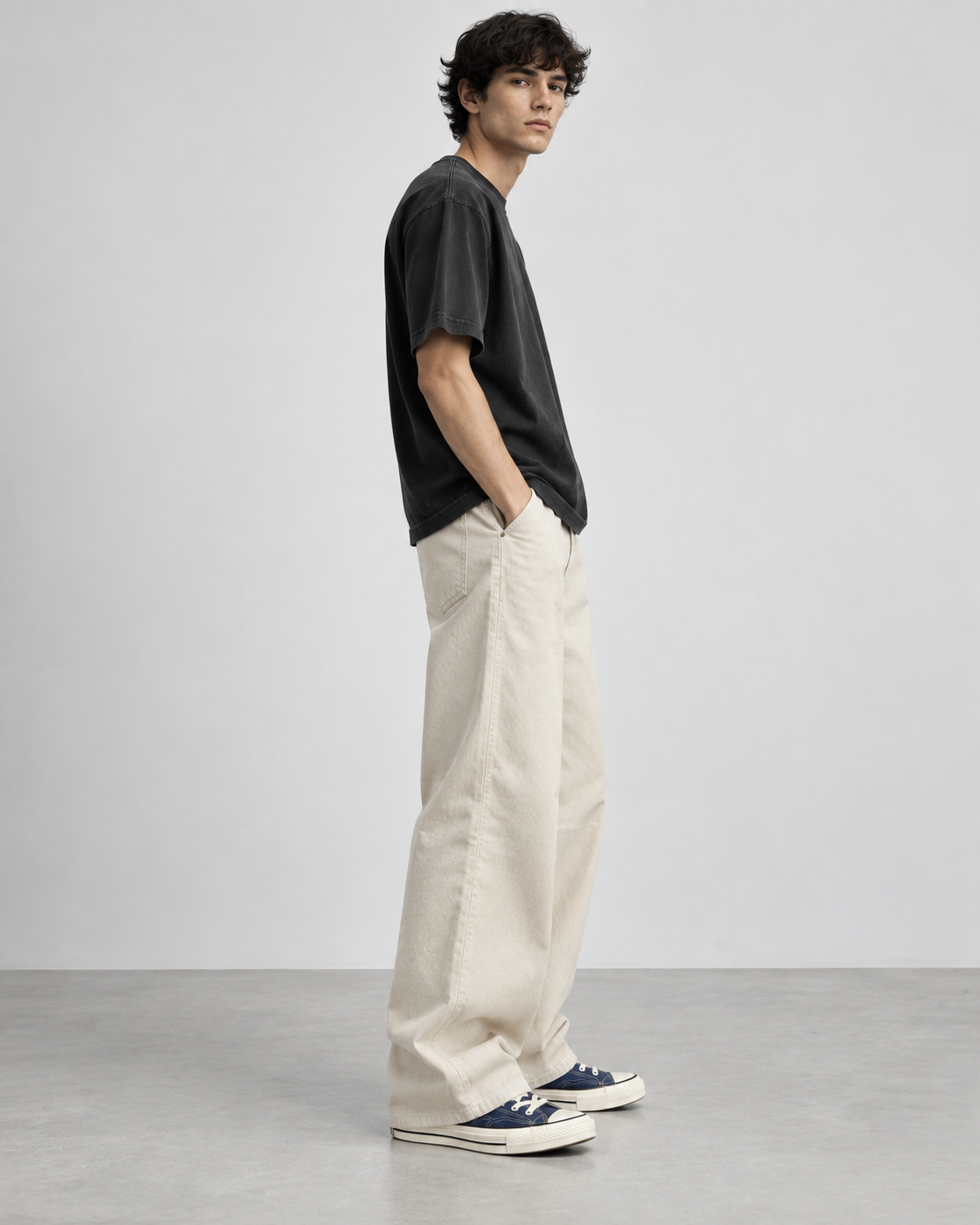 14OZ ECRU BAGGY JEAN