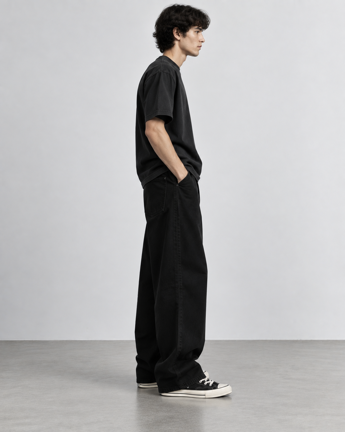 13OZ BAGGY BLACK JEAN