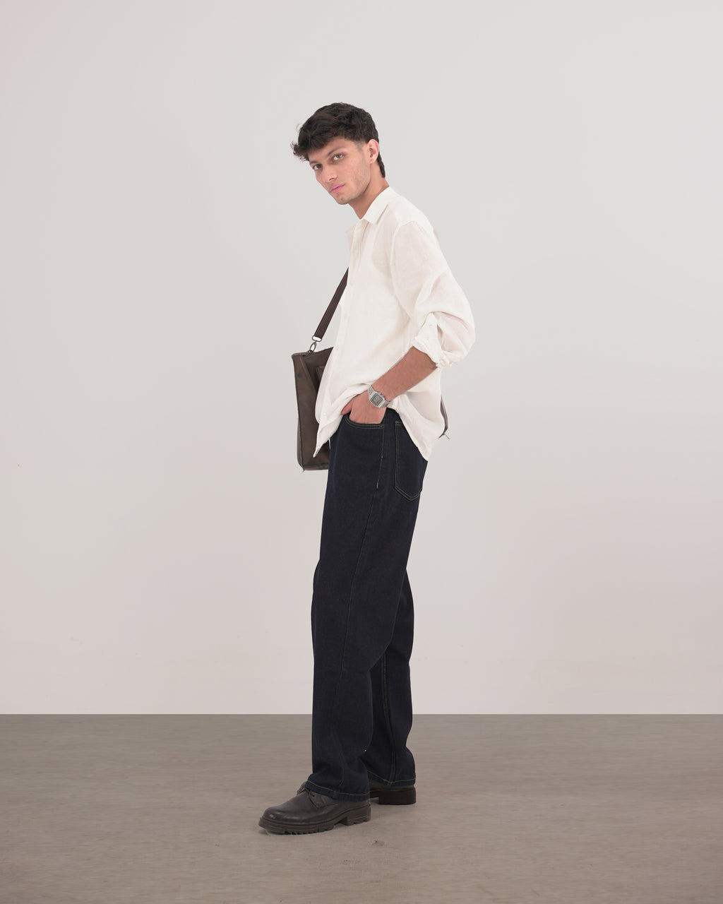 RELAXED FIT LINEN BLEND SHIRT - WHITE