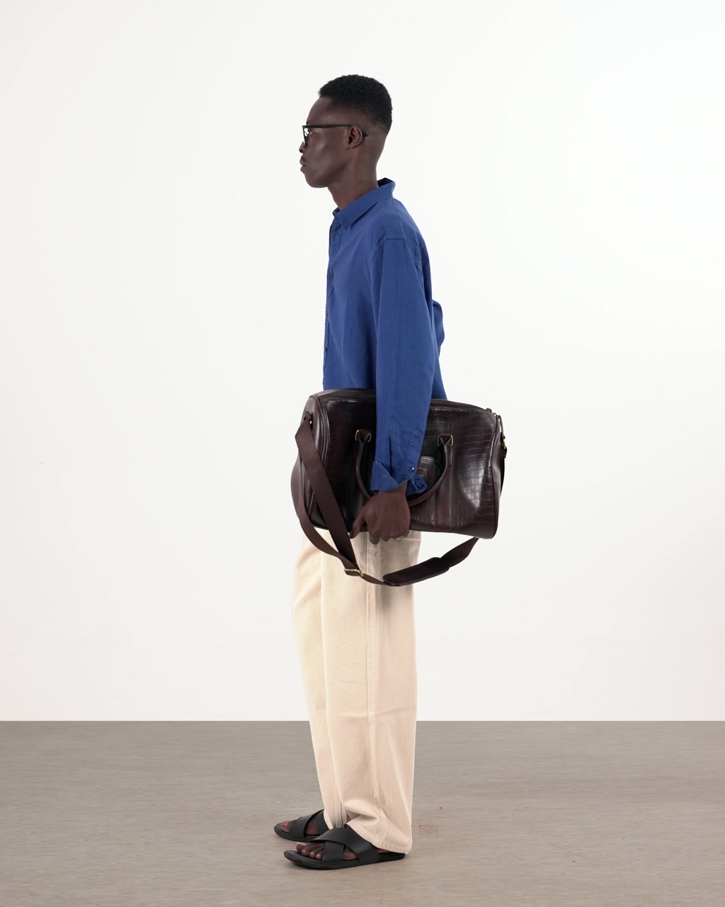 RELAXED FIT LINEN BLEND SHIRT - BLUE