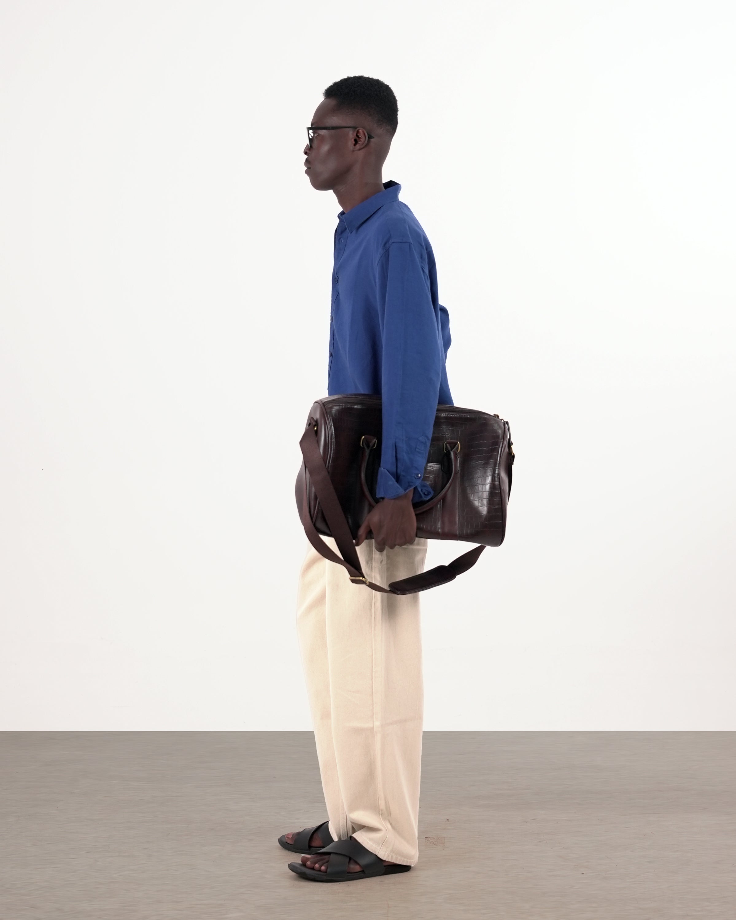 RELAXED FIT LINEN BLEND SHIRT - BLUE