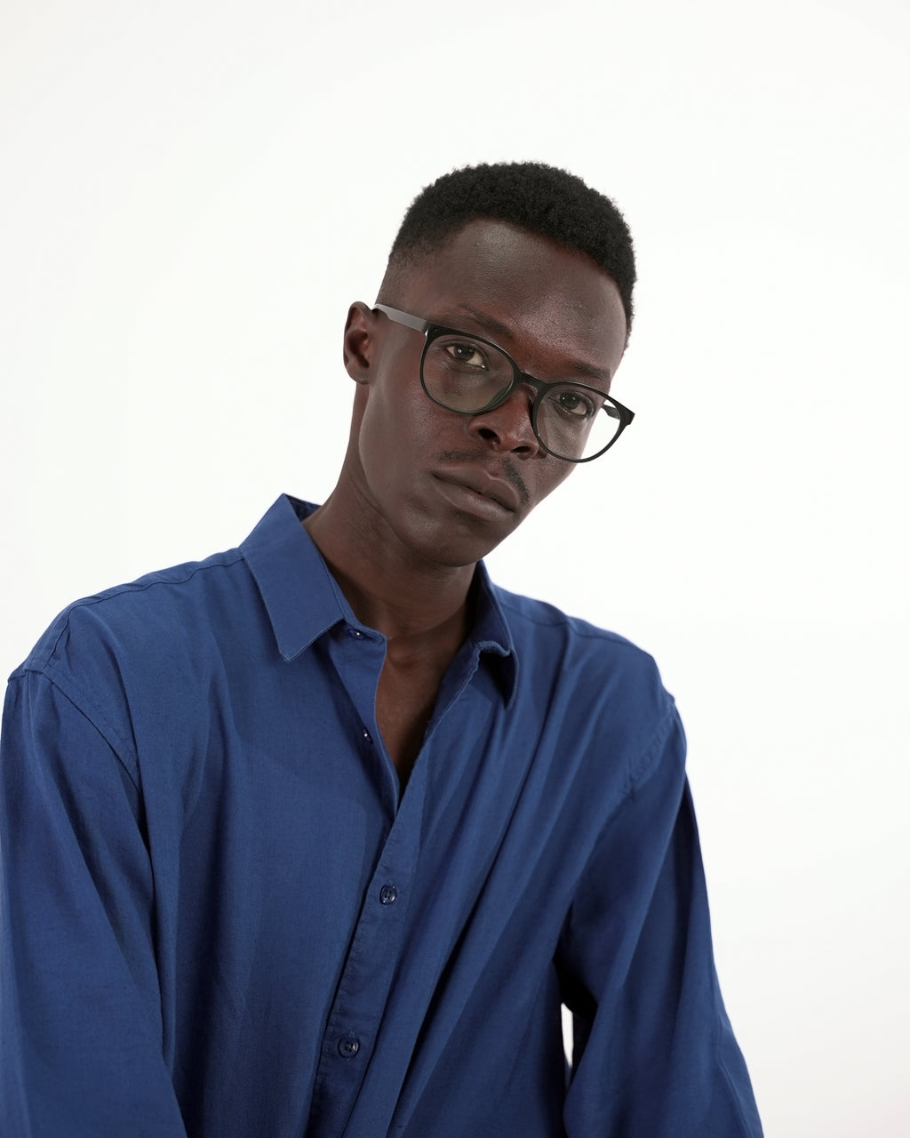 RELAXED FIT LINEN BLEND SHIRT - BLUE