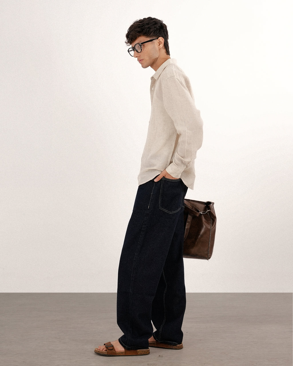 RELAXED FIT LINEN BLEND SHIRT - CREAM