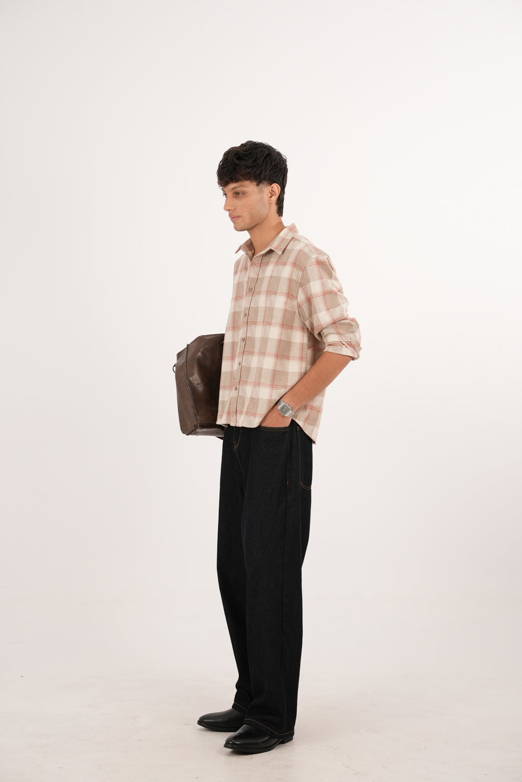 RELAXED FIT JUTE SHIRT - BEIGE
