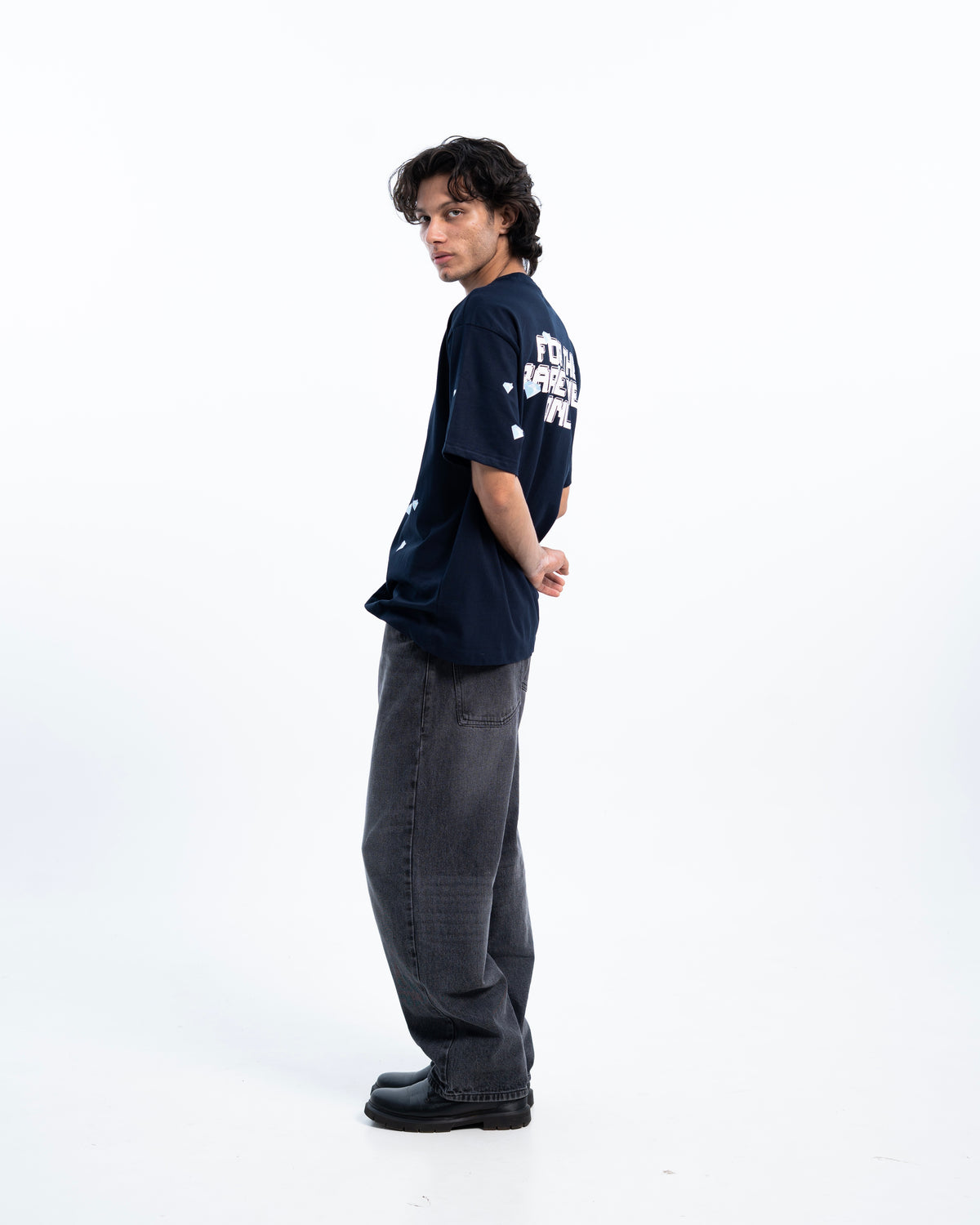 14OZ DARK GREY BAGGY JEAN