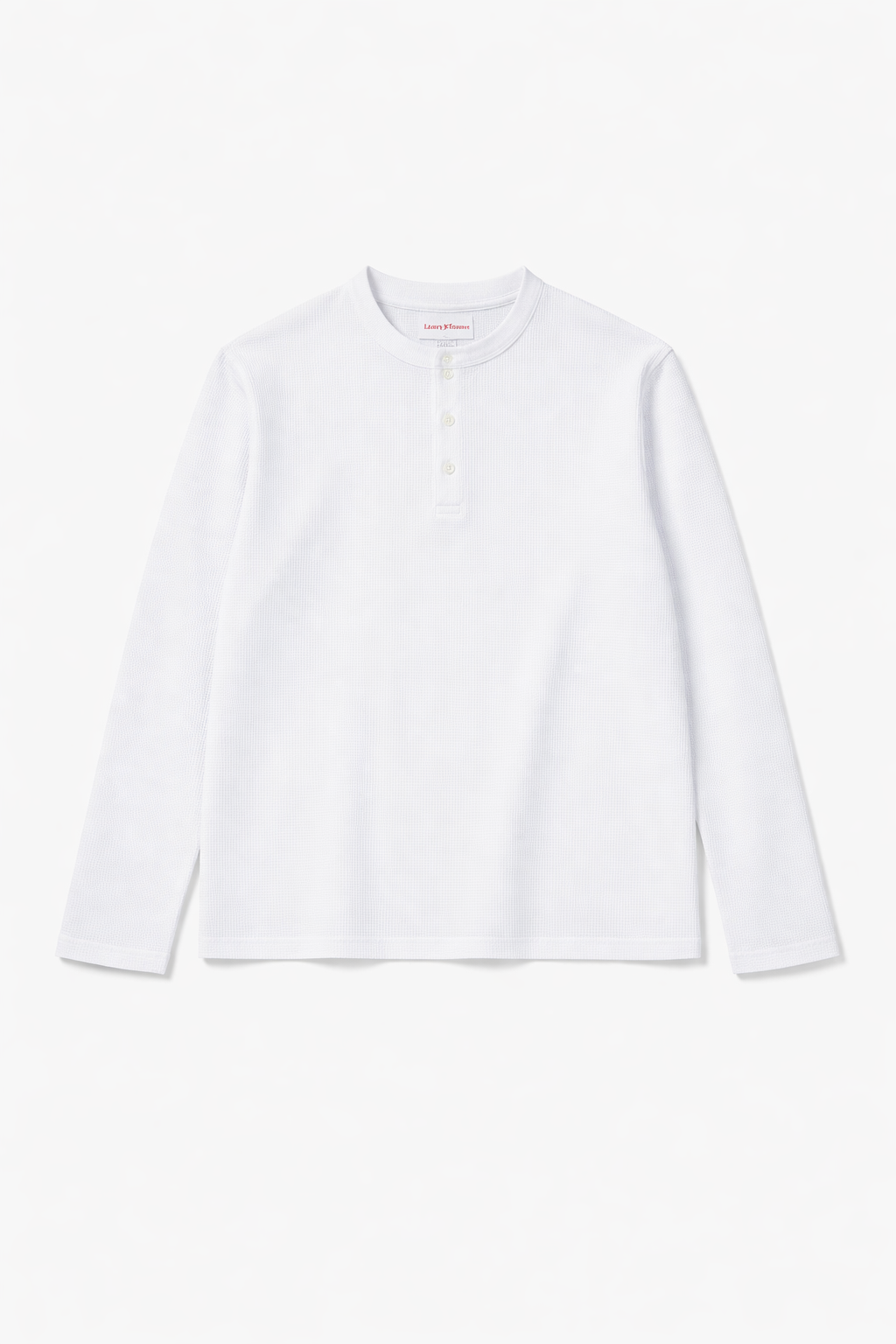 HENLEY WAFFLE LONG SLEEVE T-SHIRT - WHITE
