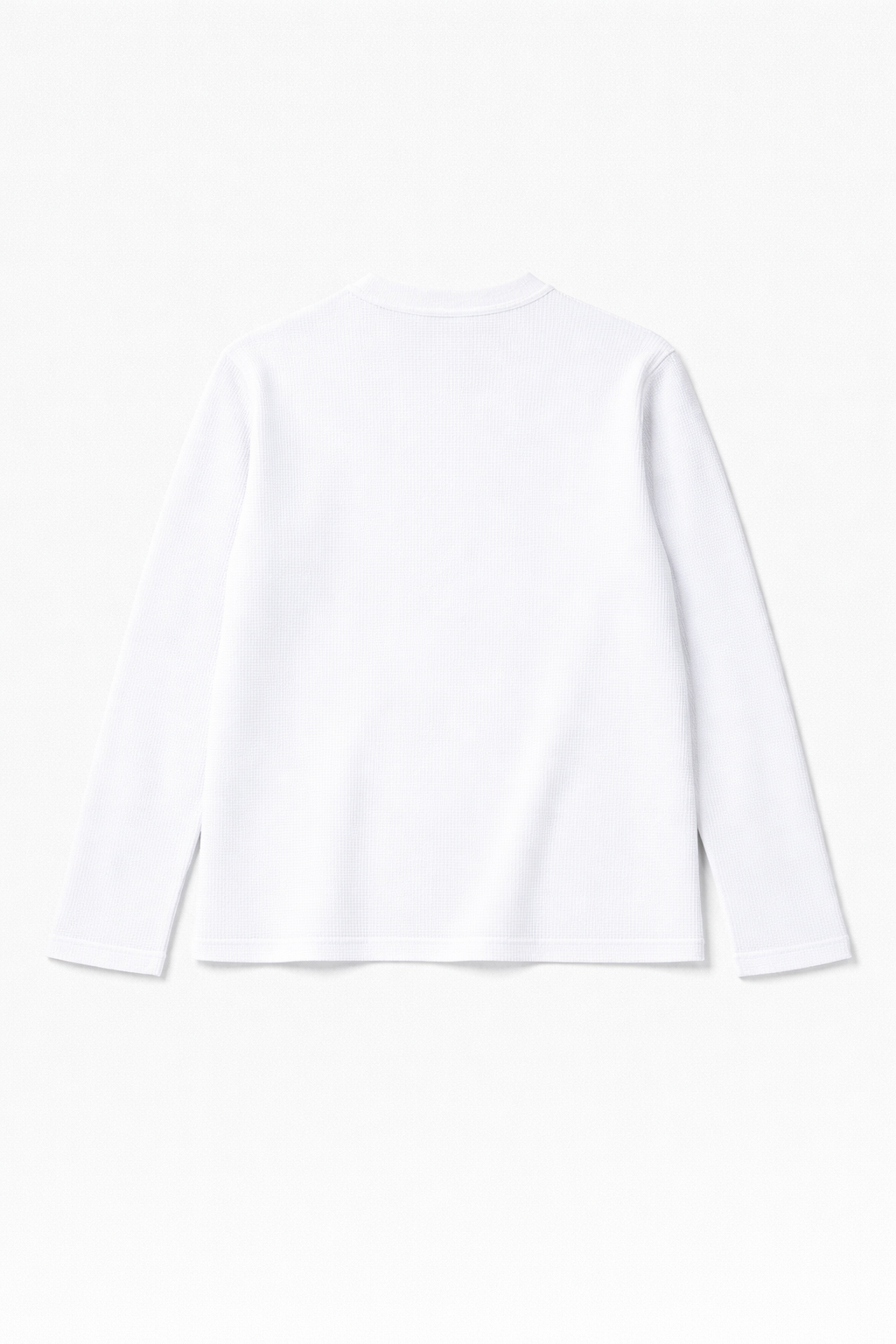 HENLEY WAFFLE LONG SLEEVE T-SHIRT - WHITE