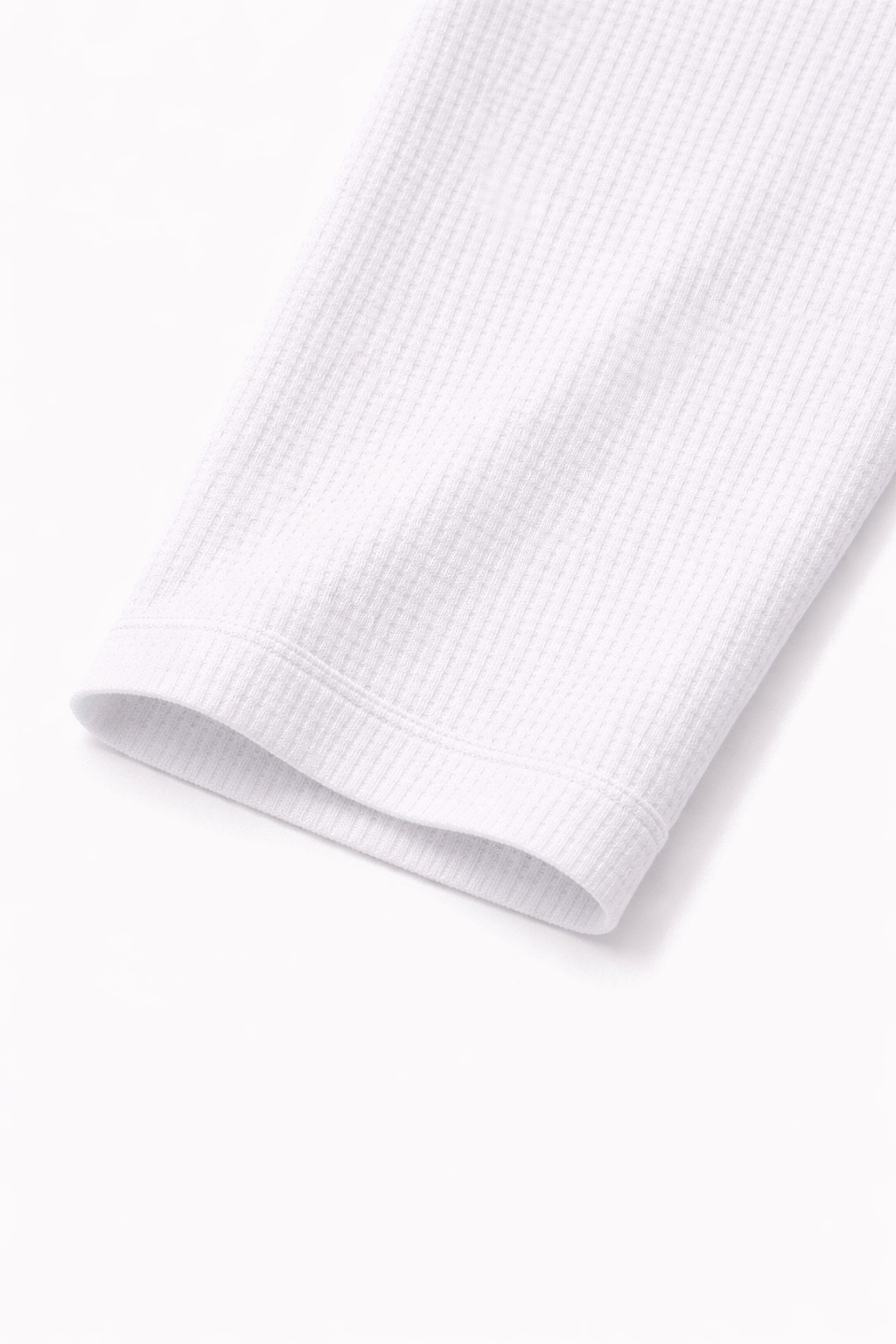 HENLEY WAFFLE LONG SLEEVE T-SHIRT - WHITE