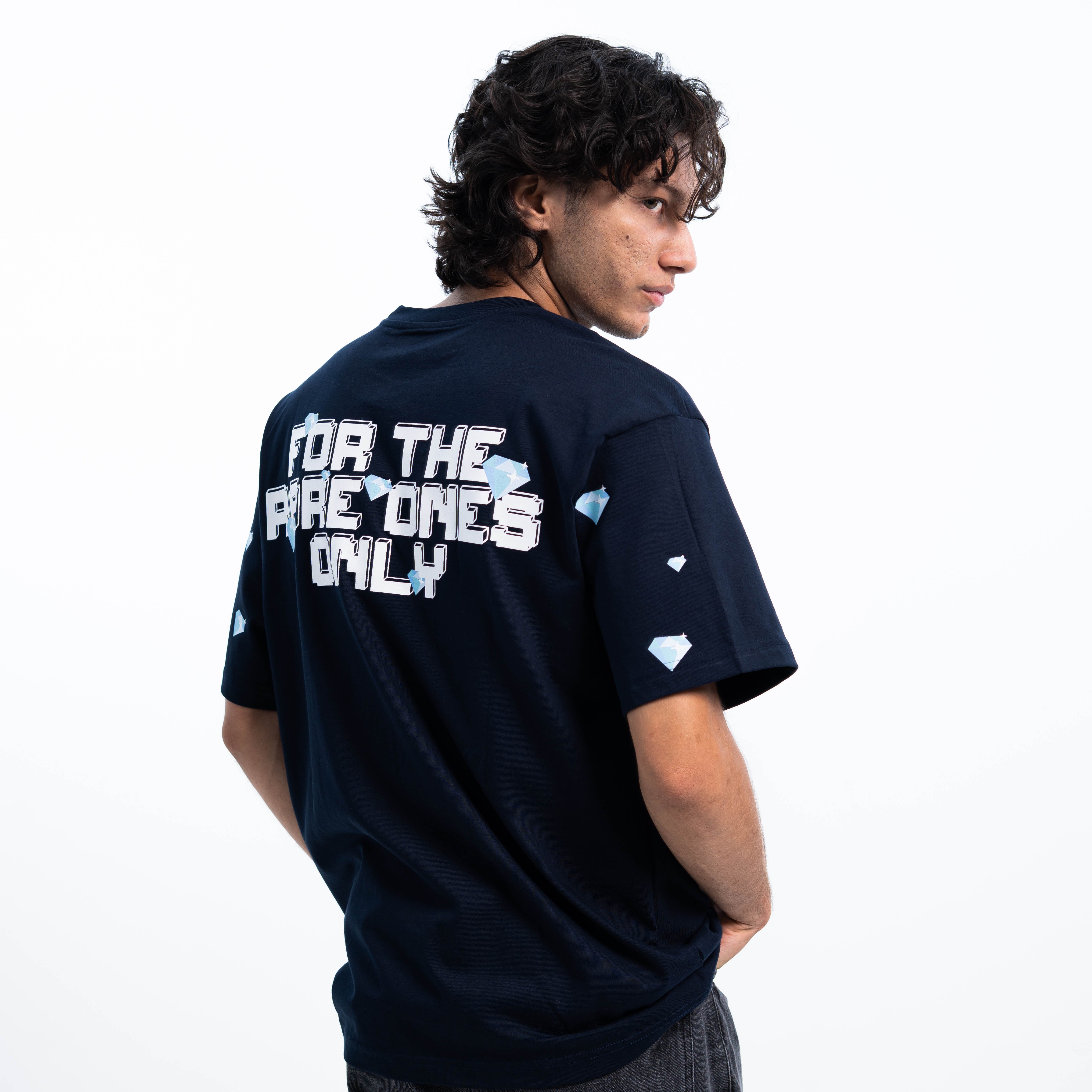 RARE GEM TEE Navy Blue - Oversized Cotton T-Shirt | LARY KLEAN