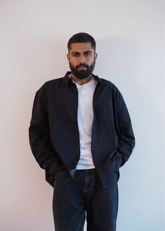 RELAXED FIT OXFORD SHIRT - BLACK