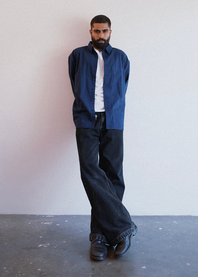 RELAXED FIT OXFORD SHIRT - NAVY BLUE