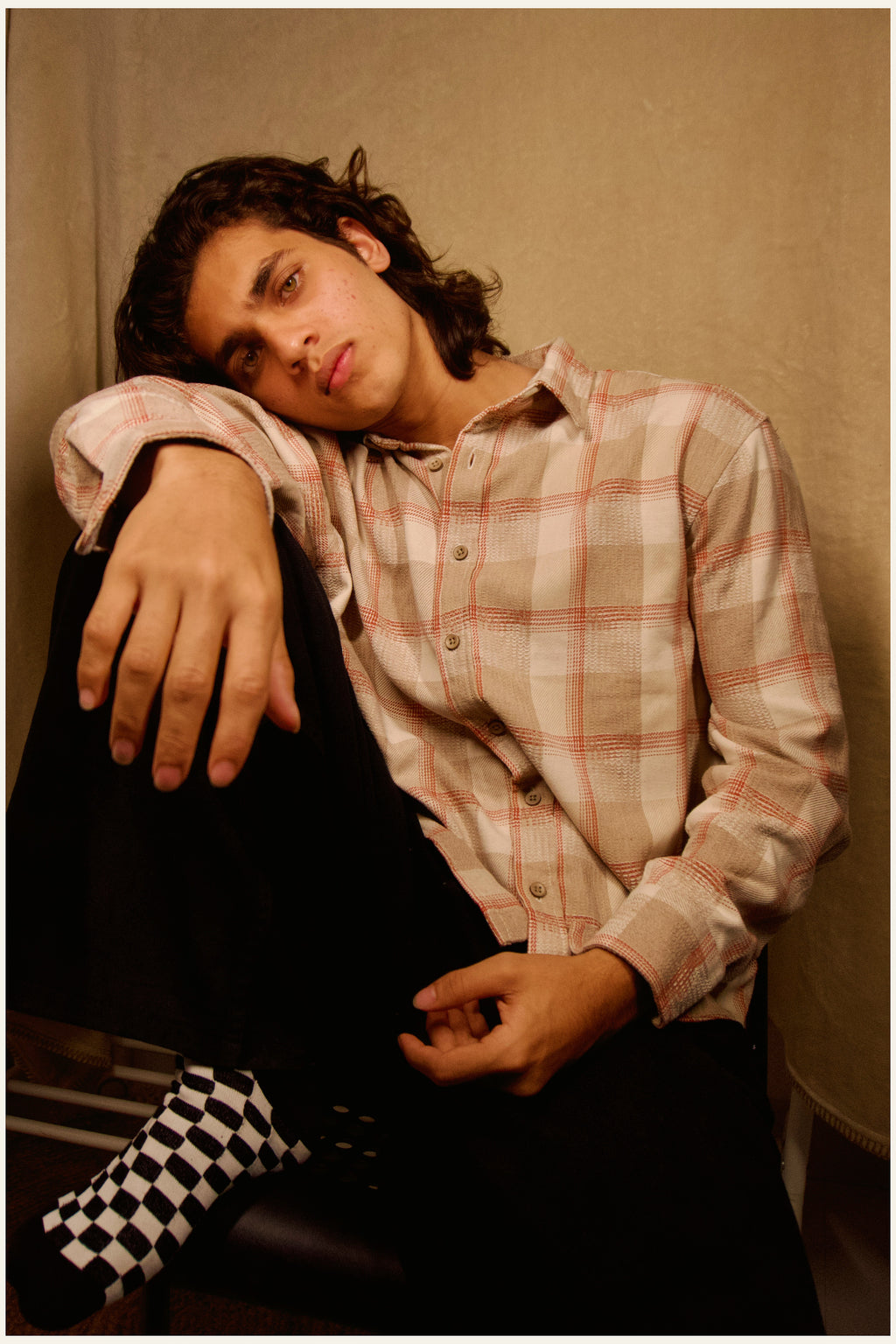 RELAXED FIT JUTE SHIRT - BEIGE