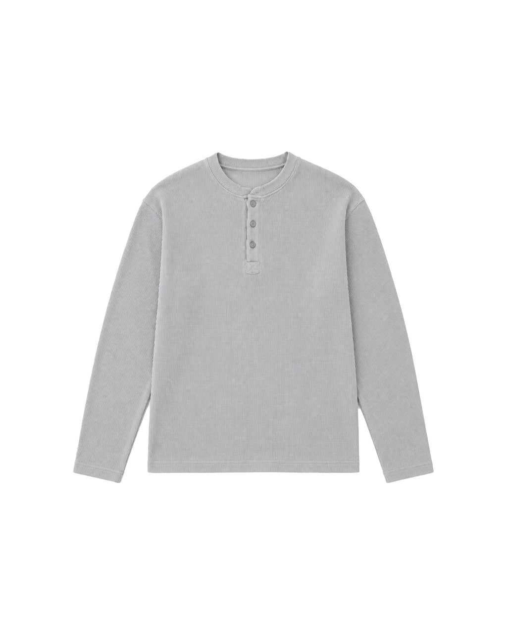 LIGHT GREY WAFFLE HENLEY TSHIRT