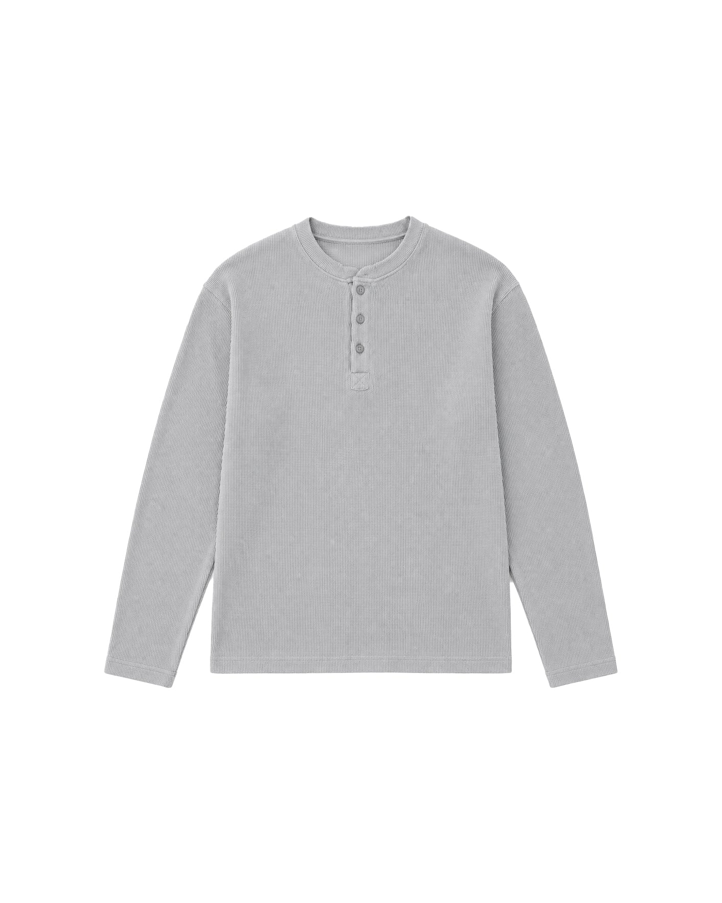LIGHT GREY WAFFLE HENLEY TSHIRT