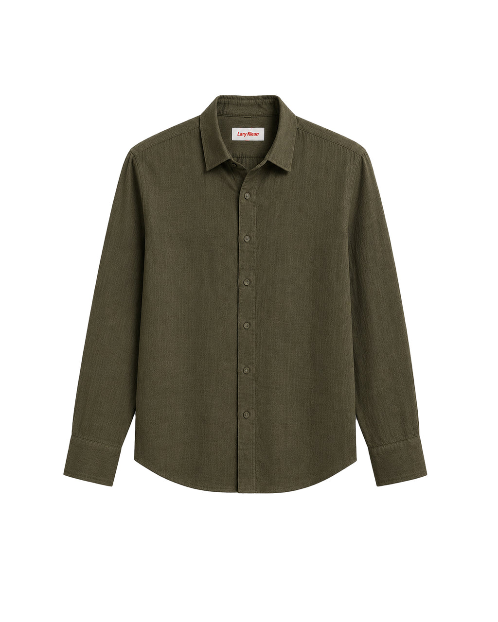 RELAXED FIT LINEN BLEND SHIRT - OLIVE GREEN