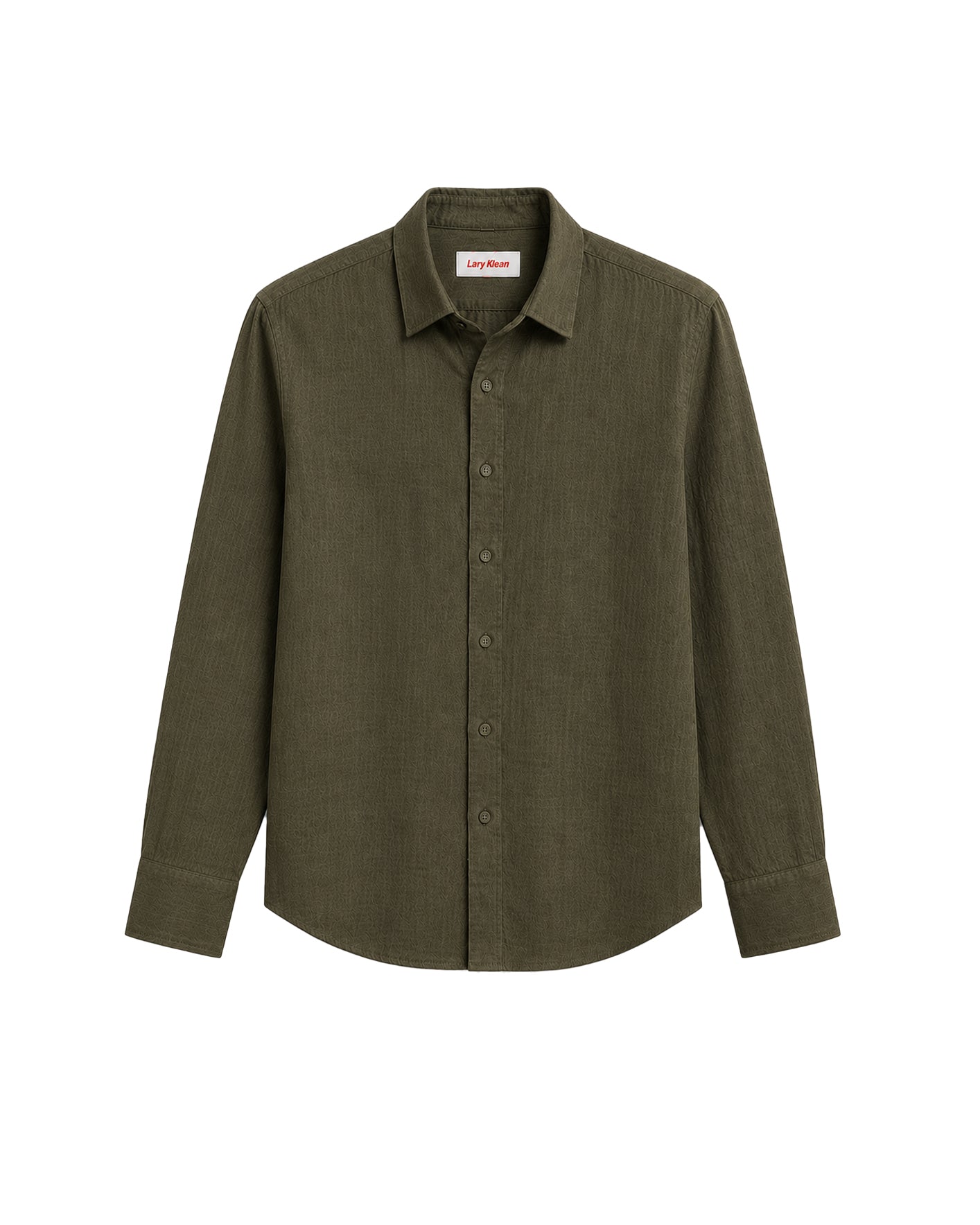 RELAXED FIT LINEN BLEND SHIRT - OLIVE GREEN