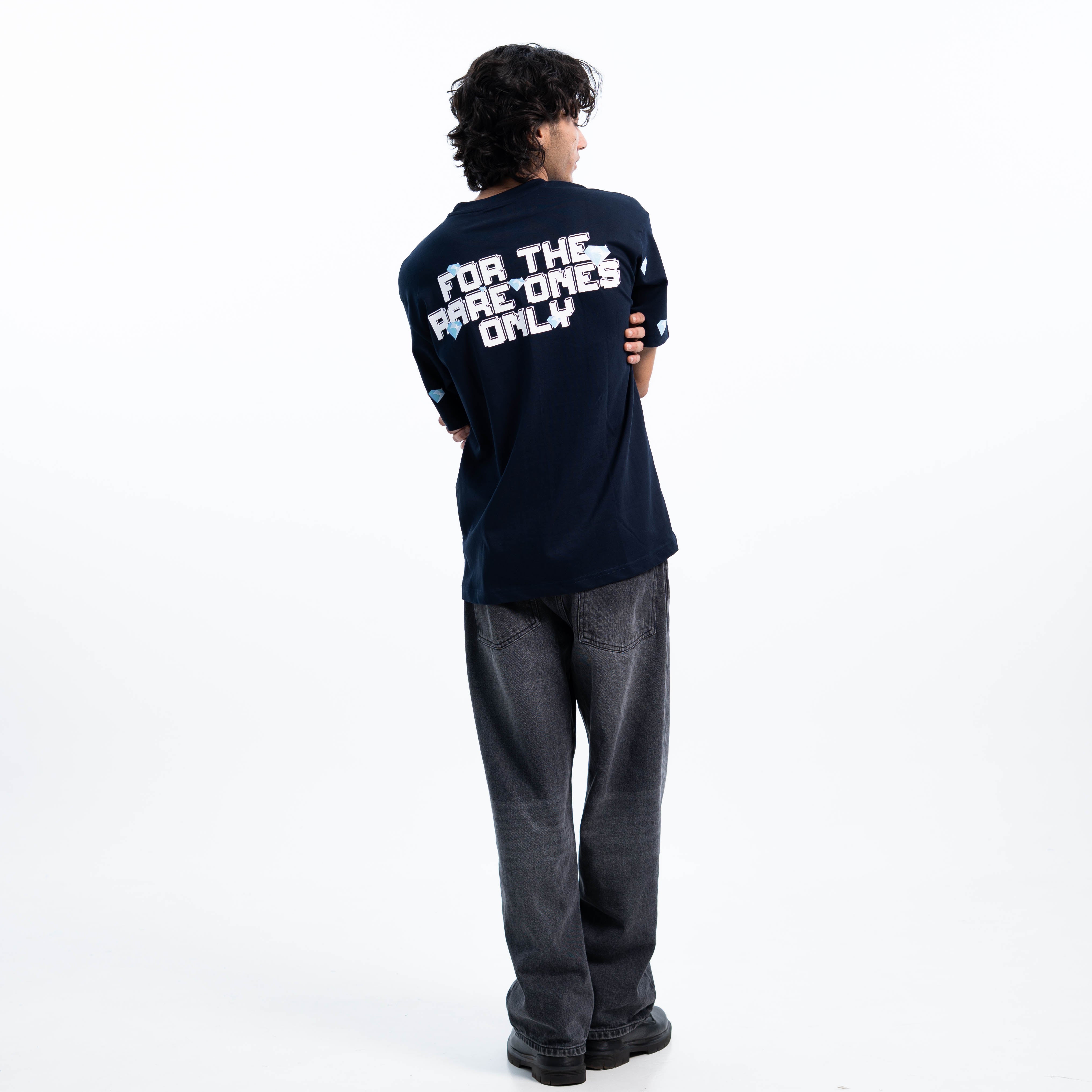RARE GEM TEE Navy Blue - Oversized Cotton T-Shirt | LARY KLEAN