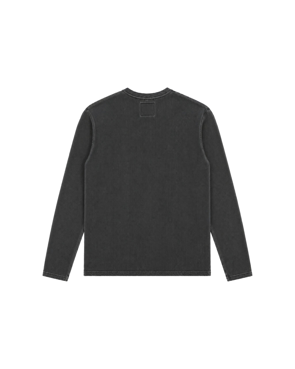 HENLEY WAFFLE BLACK ACID WASHED TEE