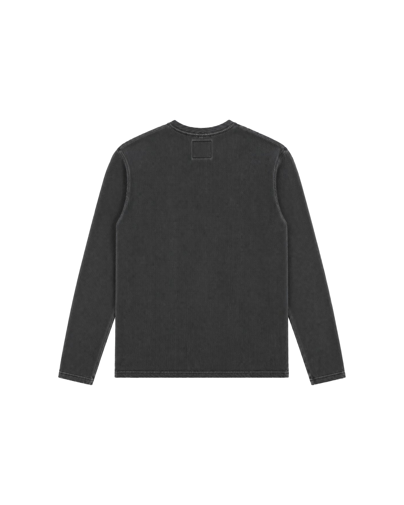HENLEY WAFFLE BLACK ACID WASHED TEE